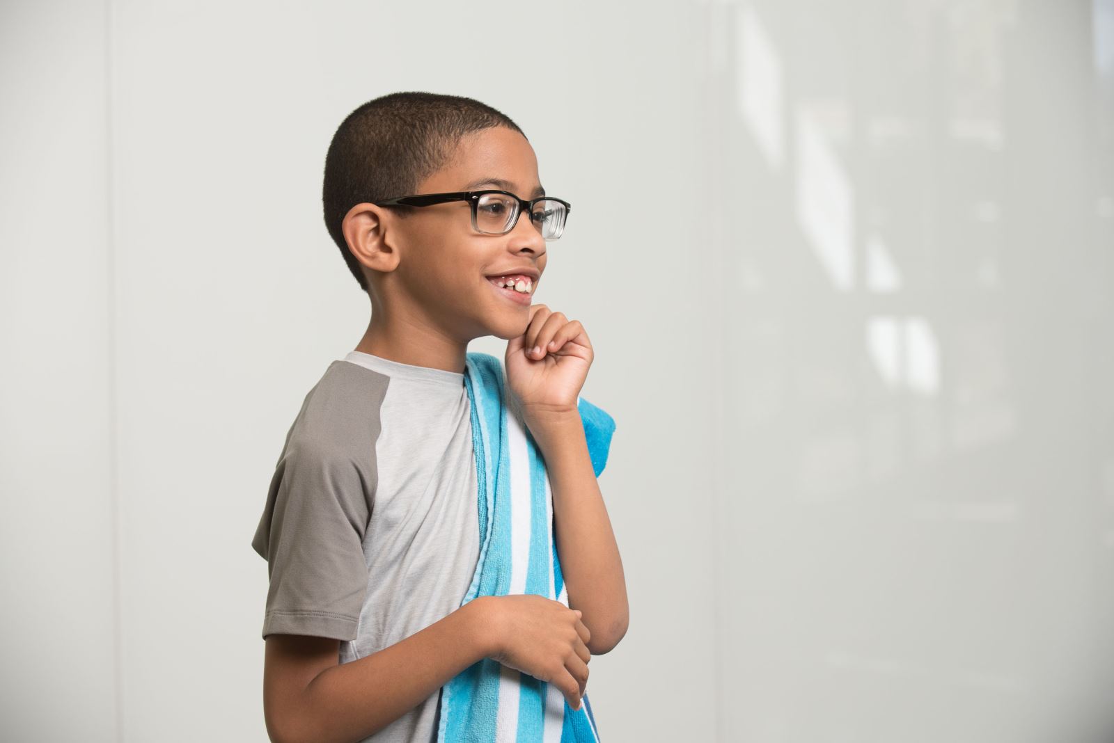 Young boy with towel